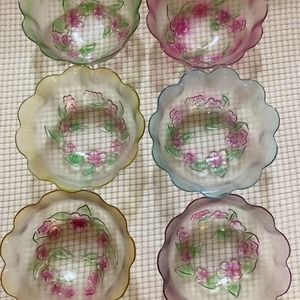 Vintage KIG multicolored glass bowls set of 6